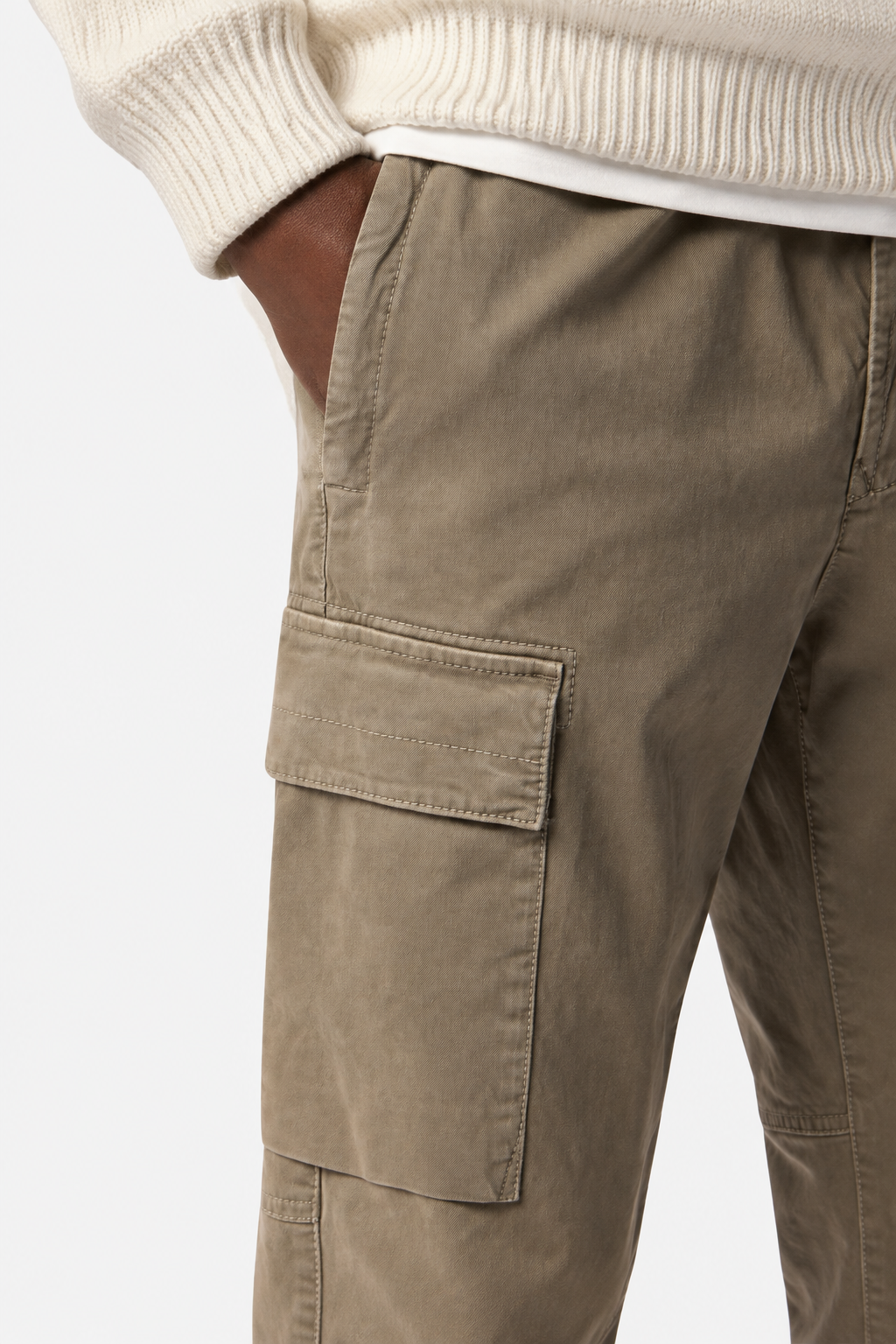 3100033 STRETCH ORGANIC BROKEN TWILL COTTON 'OLD' EFFECT - Vojenská zelená