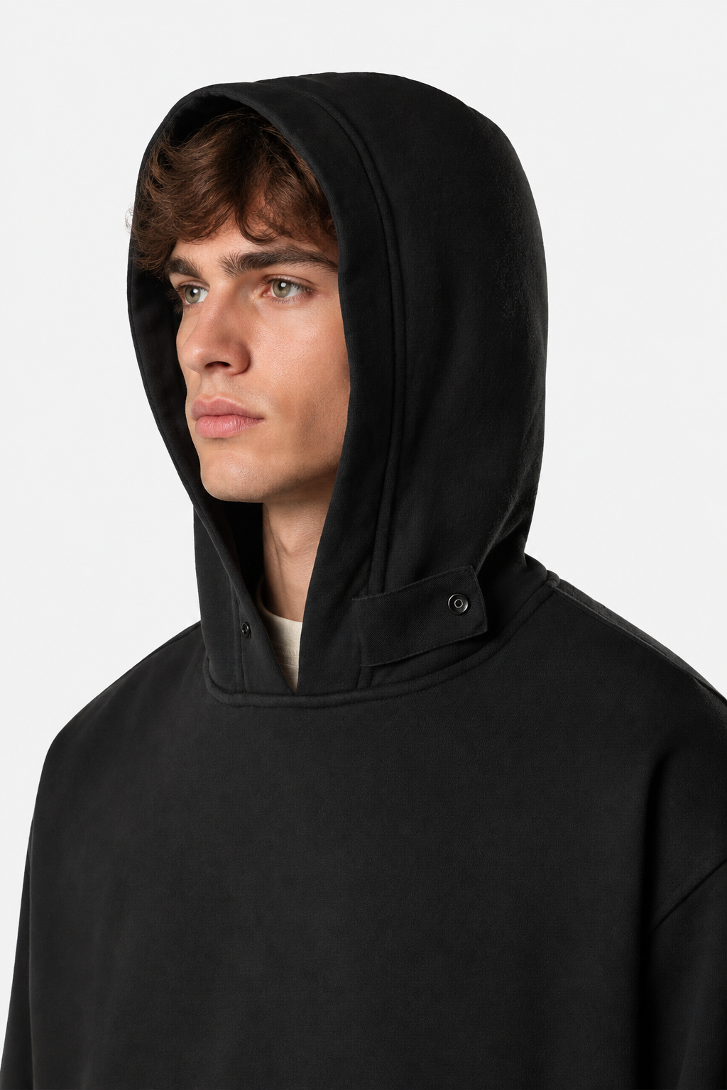 6100023 BRUSHED ORGANIC COTTON FLEECE - Černá