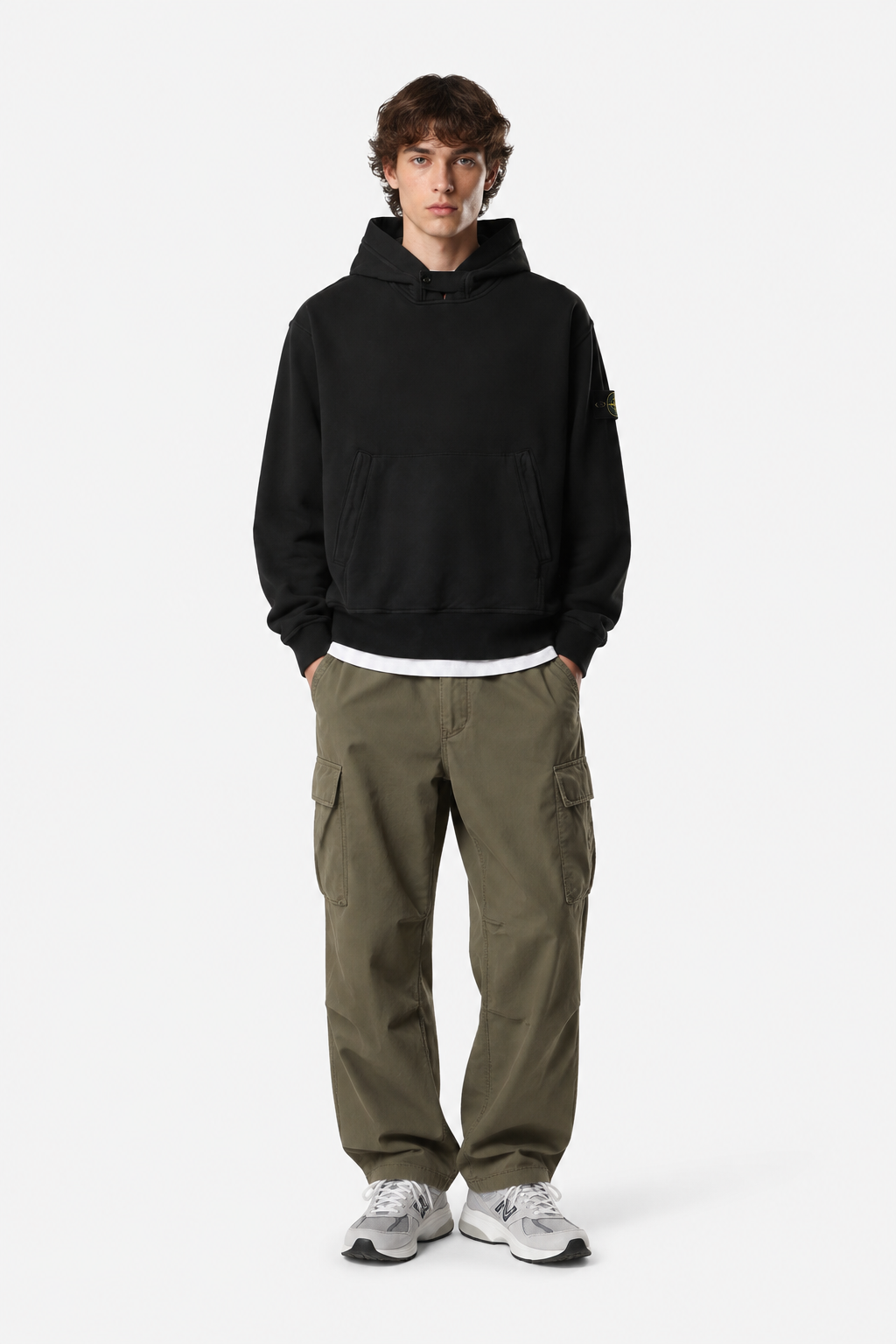 6100023 BRUSHED ORGANIC COTTON FLEECE - Černá