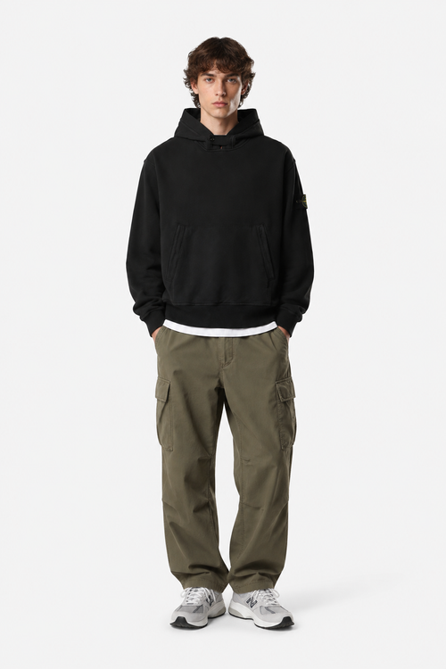 6100023 BRUSHED ORGANIC COTTON FLEECE - Černá