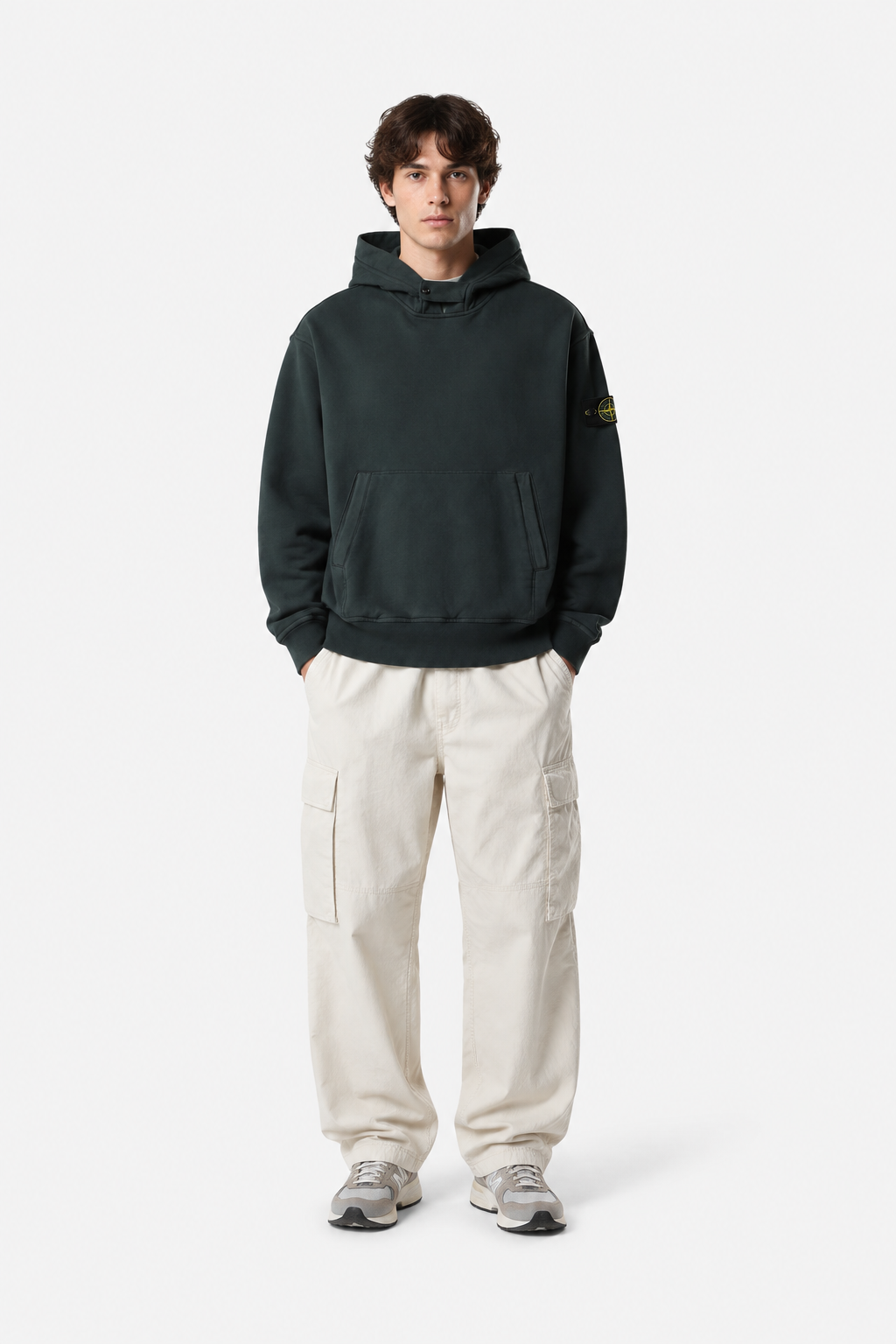 6100023 BRUSHED ORGANIC COTTON FLEECE - Tmavě zelená