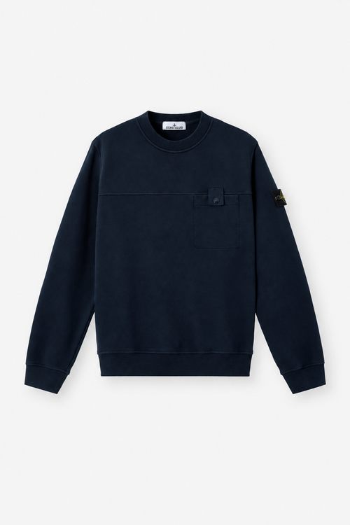 6100038 BRUSHED ORGANIC COTTON FLEECE - Námořnická modrá
