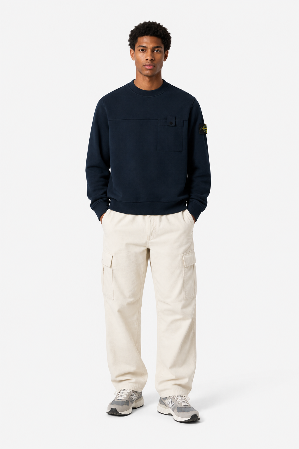 6100038 BRUSHED ORGANIC COTTON FLEECE - Námořnická modrá