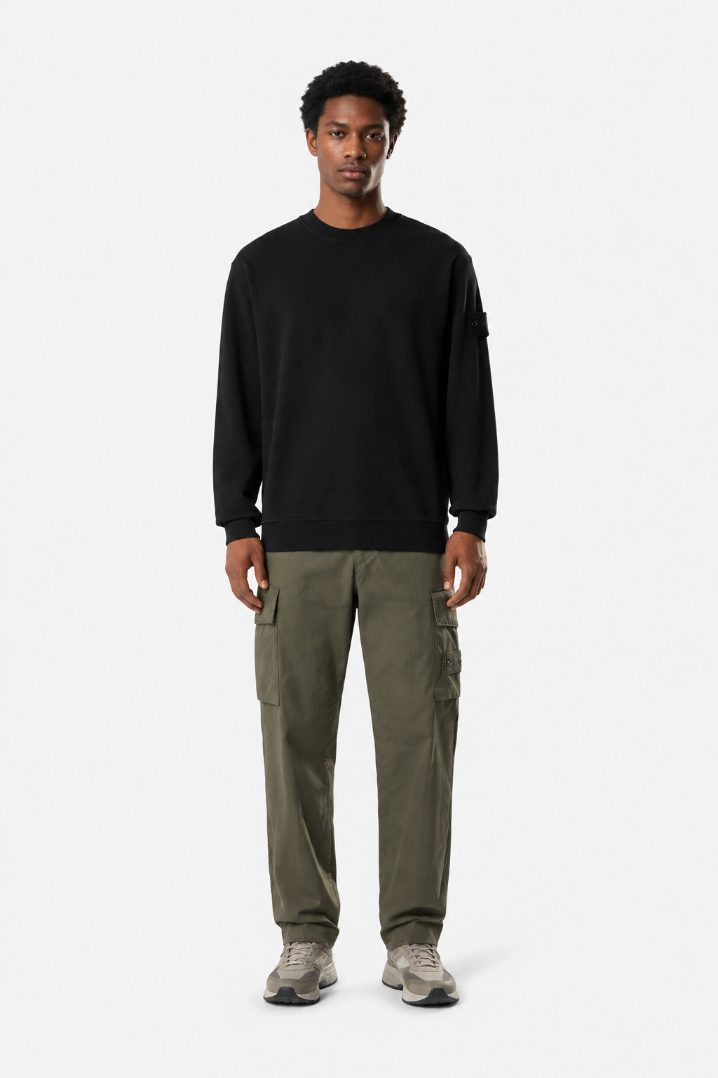 6100069 STRETCH COTTON FLEECE_S.I. GHOST - Černá